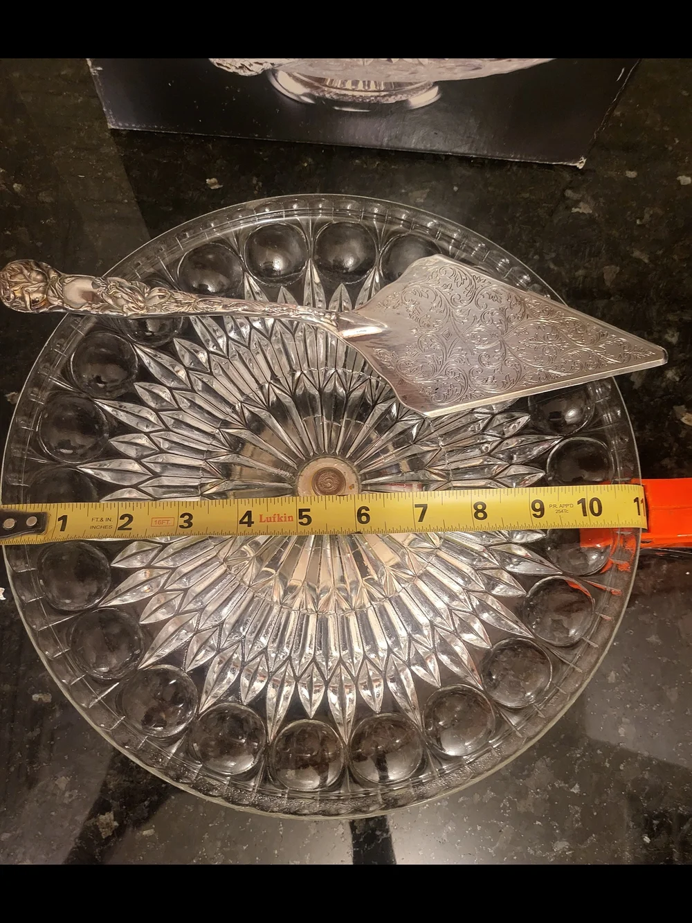 Vintage 1983 Leonard Crystal Cake Stand Silverplate Server NOS Italy NIB